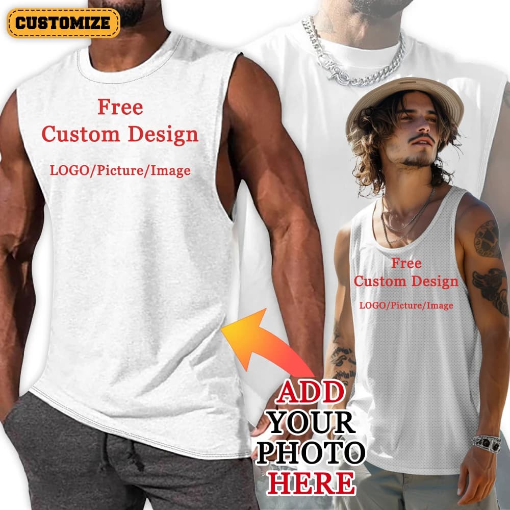 Custom Men's Tank Tops Summer Camiseta Gym Hombre Oversized Vest Tops Full Print Design Personalized Gift Dropshipping Factory