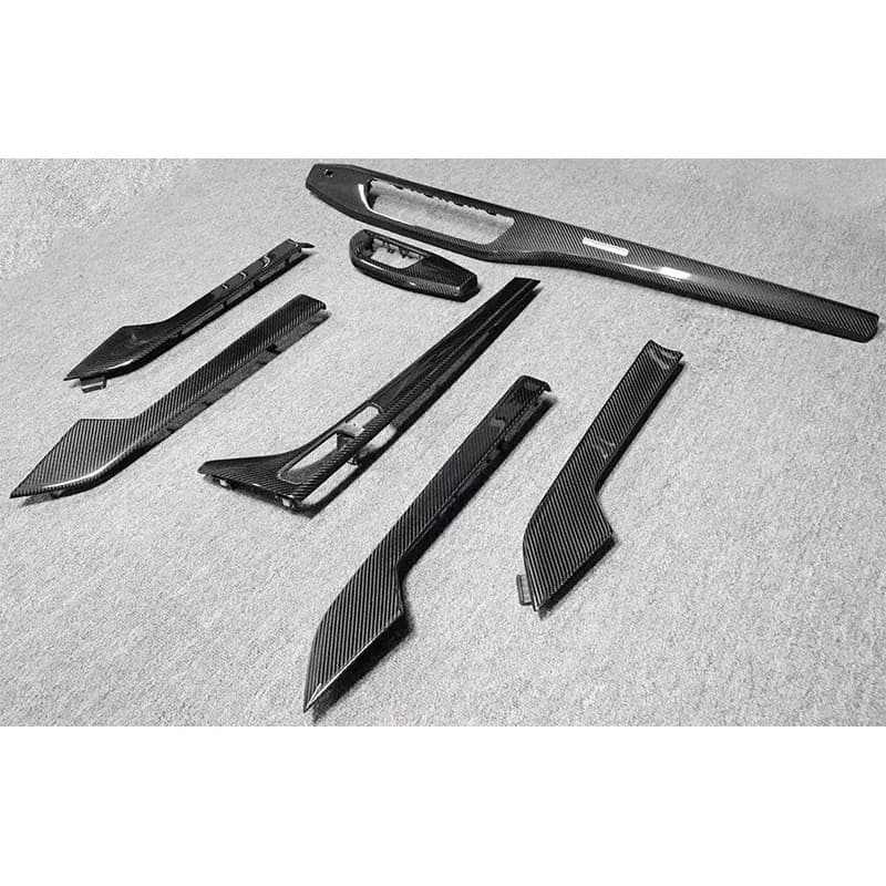 2017-2024 B9 B9.5 A4 S4 A5 S5 Carbon Fiber Interior Accessories 7-Pcs Car Dashboard Door Panel Console Cover Trim Kit