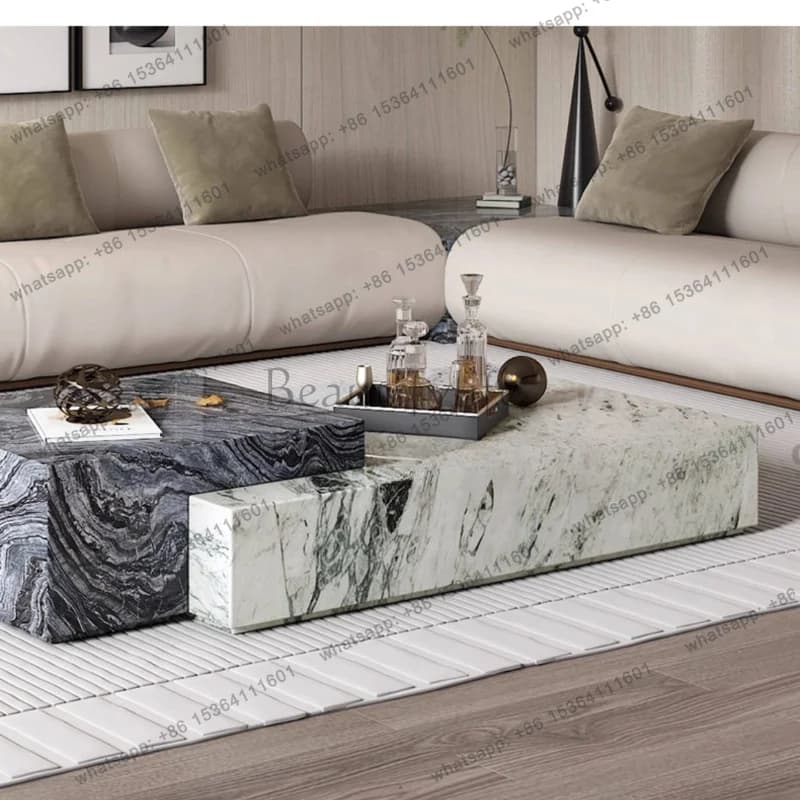 YJ Natural Marble Coffee Table Living Room Luxury Stone Designer Italian Minimalist High-End Villa Customizable