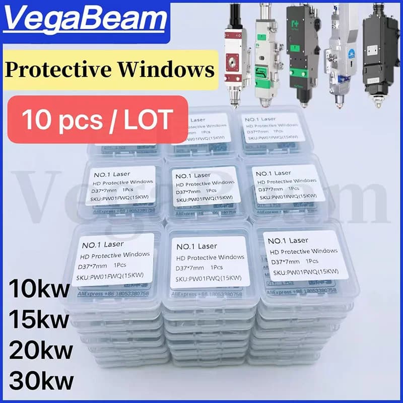 10pcs Laser Protective Windows Lens 27.9x4.1 37x5 37x7 34x5 25.4x4 21.5x2 1064nm For Raytools BOCI WSX HAN'S Laser Cutting Head