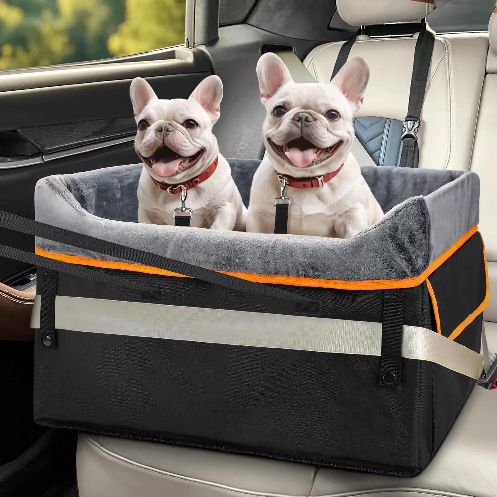 Adjustable Safety Belt Dog Booster Seat For Small Dogs, Pet Car Seat Bed Suitable For Co-pilot & Back Seat Travel Dog Carrier