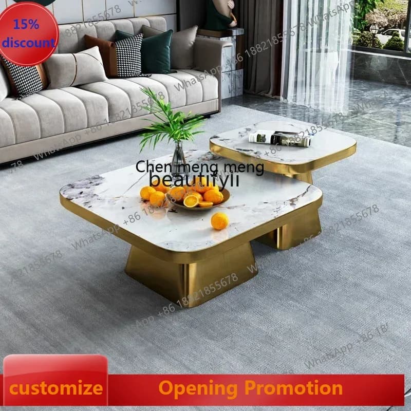 cn8617 ss A  New bright rock slab coffee table light luxury designer simple model room combinationSS 8617