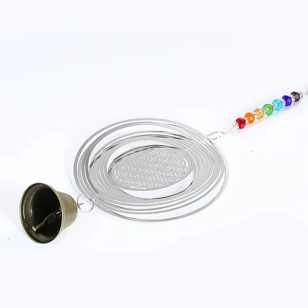 Mandala 3D Wind Chime Pendant Music Catcher Stainless Steel Rotating Feng Shui Courtyard Garden Hanging Ornament Bird Repellent