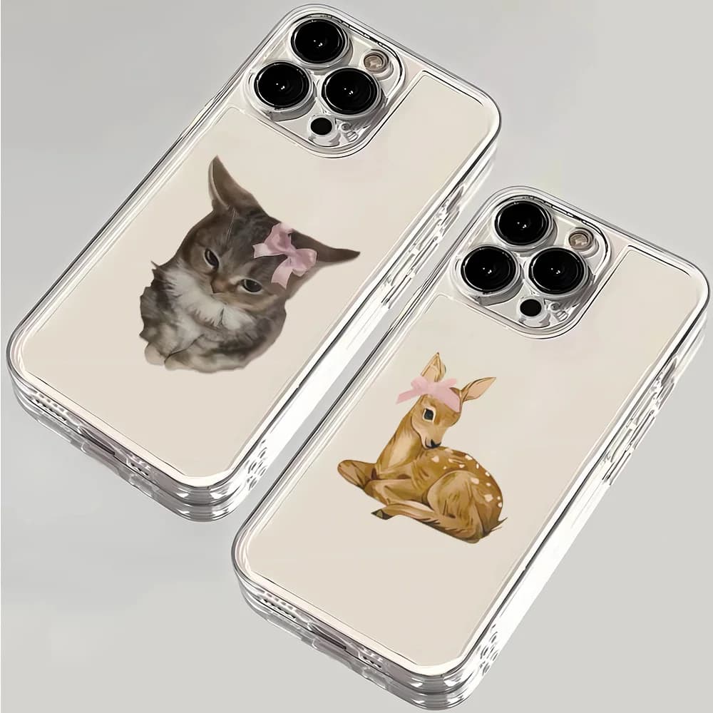 Bow Deer Cat Phone Case For Samsung Galaxy S26 S23 S24 S22 S25 Ultra Plus Shockproof Cover For Galaxy S25+ S24+ S23+ S26+ Fundas