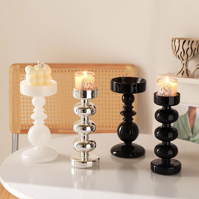 Nordic Light Luxury Glass Candle Holder High-End Ornaments Home Desktop Wine Cabinet Porch New House Decoration Candle Holder