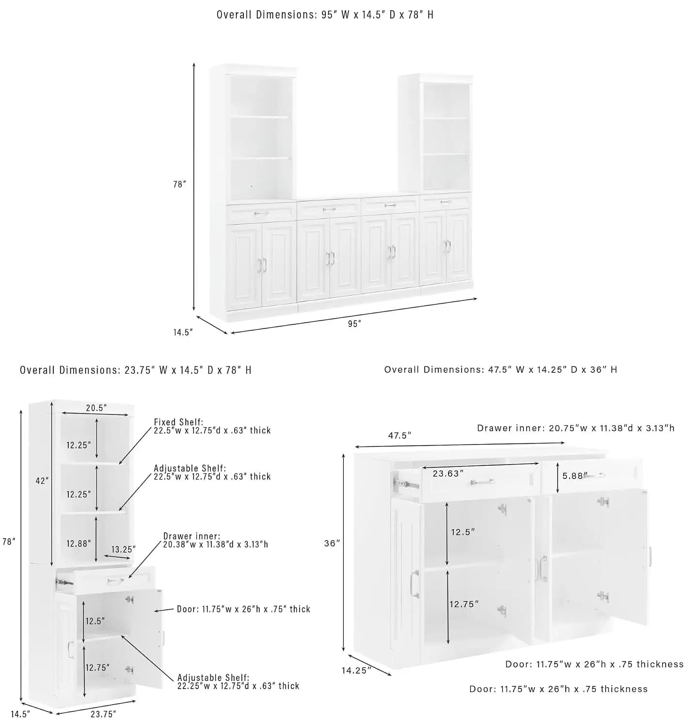 Stanton 3-Piece Sideboard & Bookcase Set