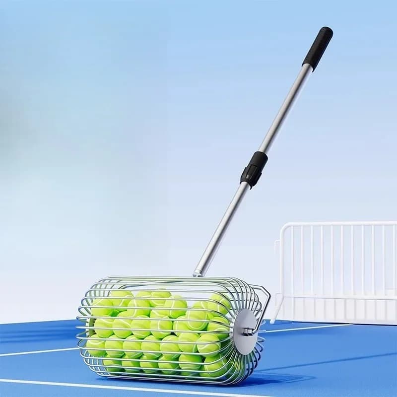 Portable tennis ball picker, roller automatic collector