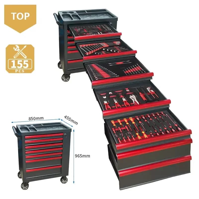 2025 Tool Sets Box Roller Tool Cabinet/ Cart/ Trolley/ Chest With 155Pcs Auto Repair Mechanical Tool Sets