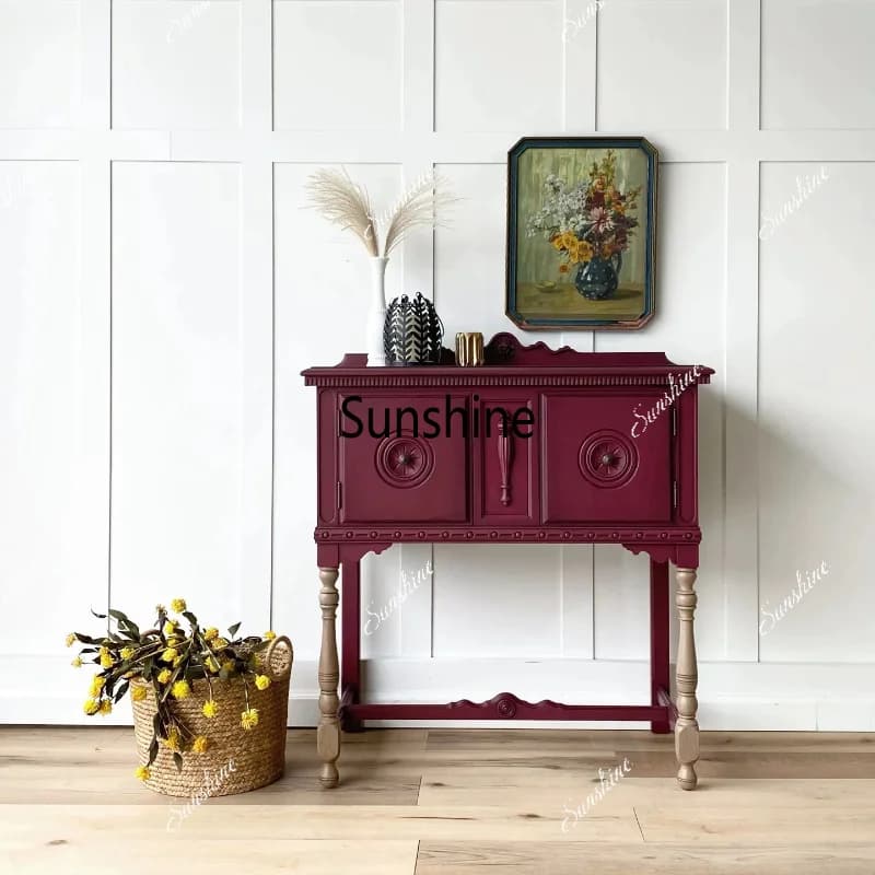 American light luxury solid wood carving flower entrance corridor color matching decoration