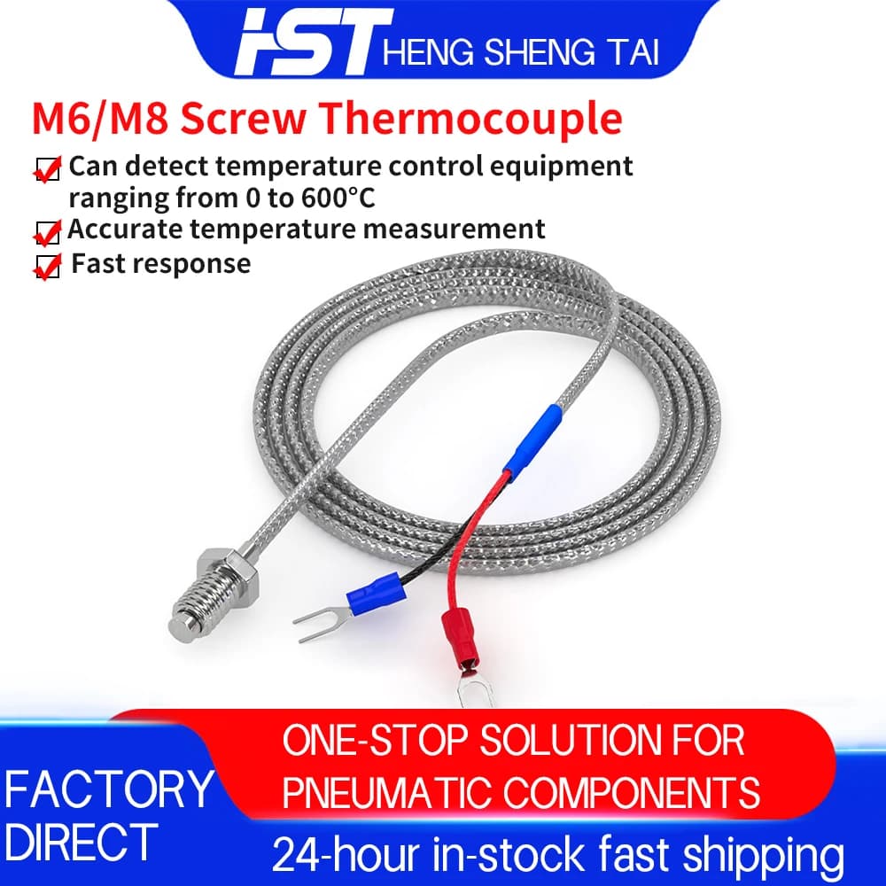 K Type E Type M6 Screw Thermocouple Temperature Sensor Thermostat Probe Temperature Sensing Wire