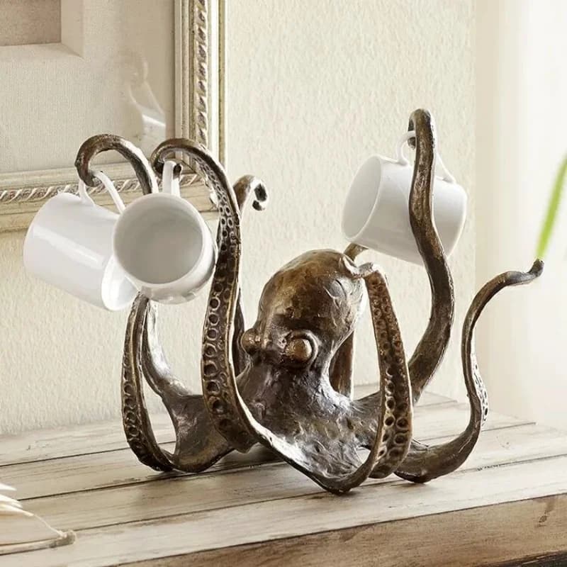 1pc Octopus Sculpture Cup Holder, Octopus Home Resin Ornament, Living Room Garden Landscape Aquarium Resin Decoration Ornament