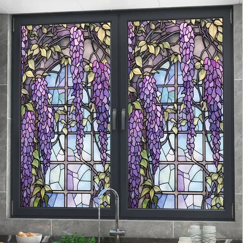 European Style Window  Film Stickers Colorful Film Vinyl for Glass Windows Stained Glass Window Film Home and Bathroom