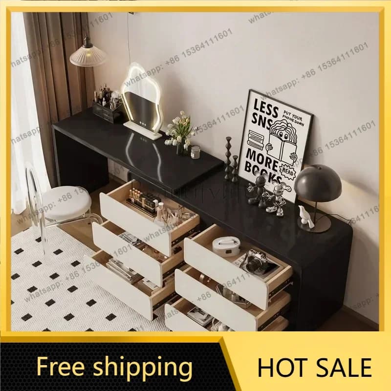 LDRetractable Dressing Table Modern Dresser for Bedroom Corner Makeup Vanity Table With TV Cabinet  Laptop Writing Desk