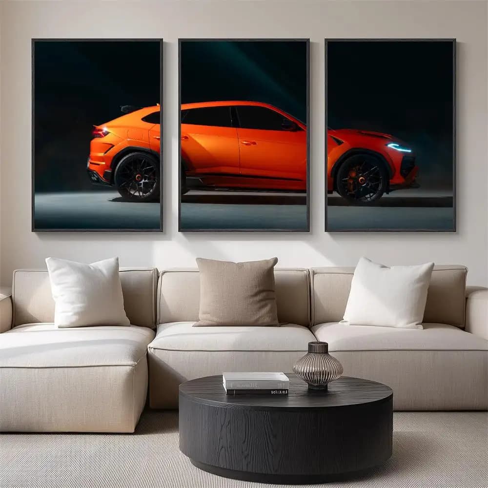 Supercar Rear Wing Painting Calligraphy 3 PCS Canvas Wall Art for Living Room Bedroom Prints Decor Modern Wall Decals