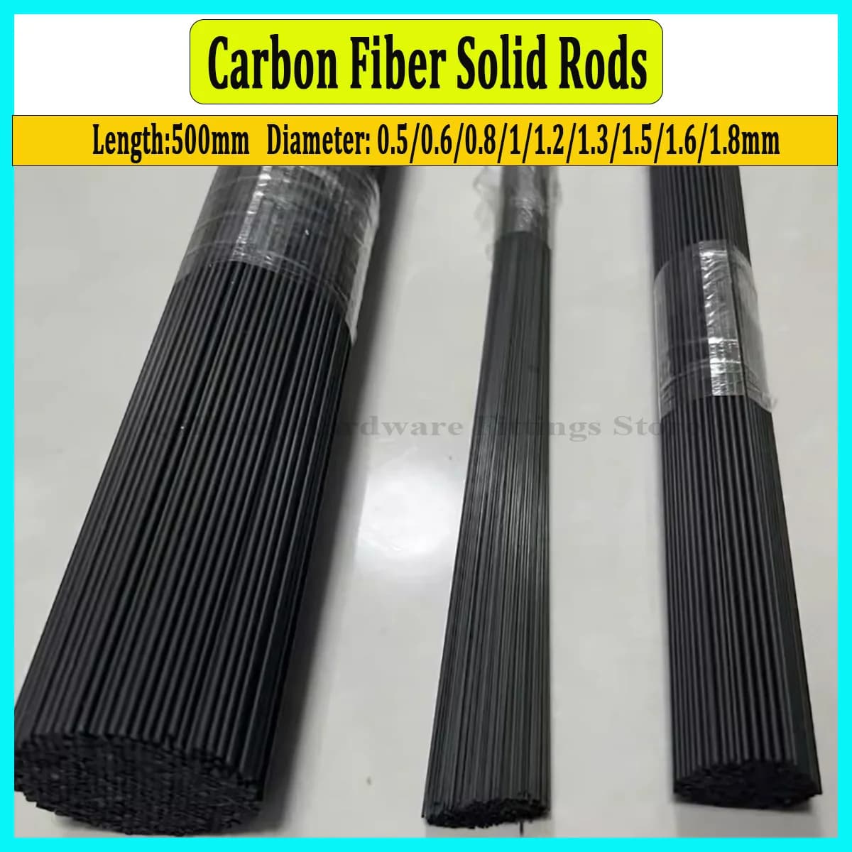 10Pcs Carbon Fiber Solid Rods 0.5-1.8mm Diameter, Reinforcement Rod High Strength Light Weight for DIY Craft & Model Making