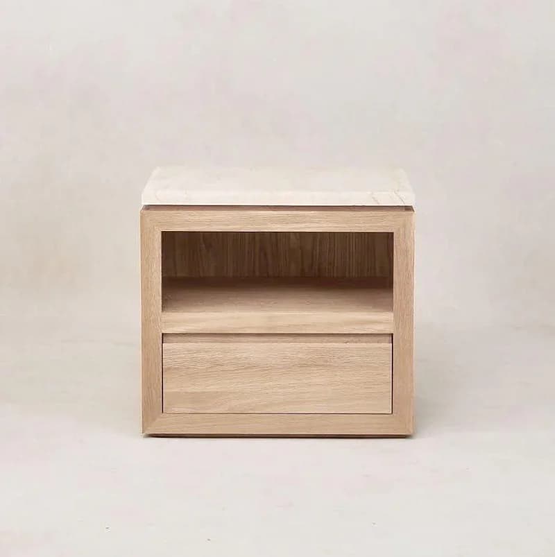 Modern  Stone Top Wooden Frame Customize Color Nightstand Beside Table for Bedroom