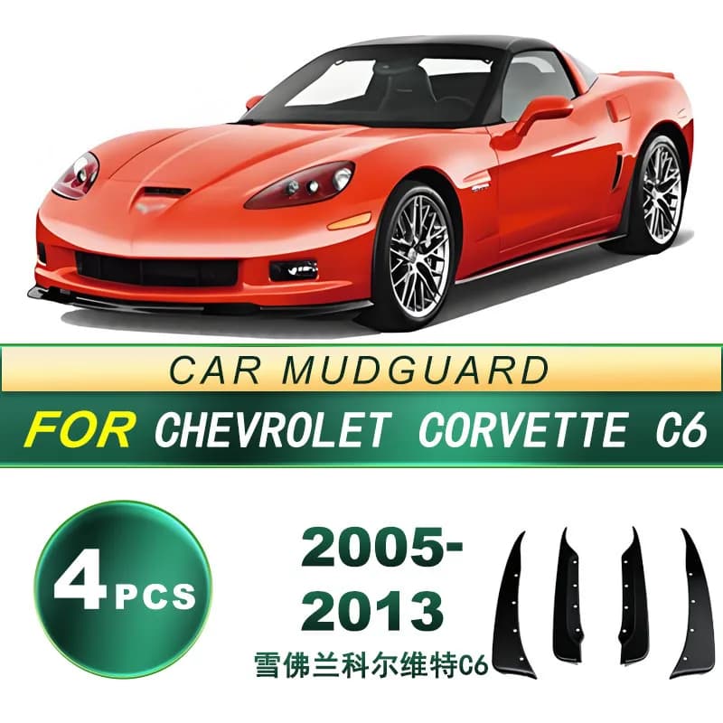 For Chevrolet Corvette C6 2005-2013 Upgrade Mud Flaps 4Pcs Grand Sport Style Splash Guards Enhanced Performance