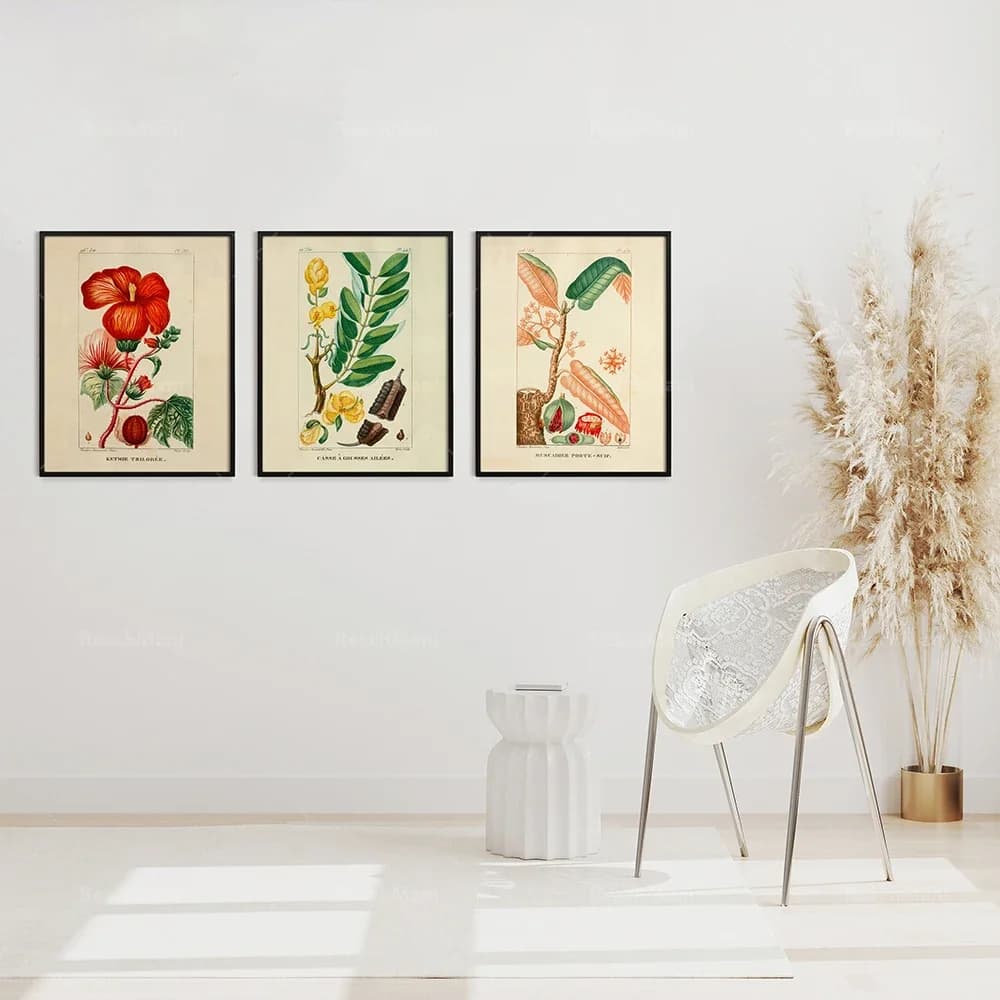 Vintage French botanical print, Jean-Theodore De Courtis. Floral French illustration, decorative poster