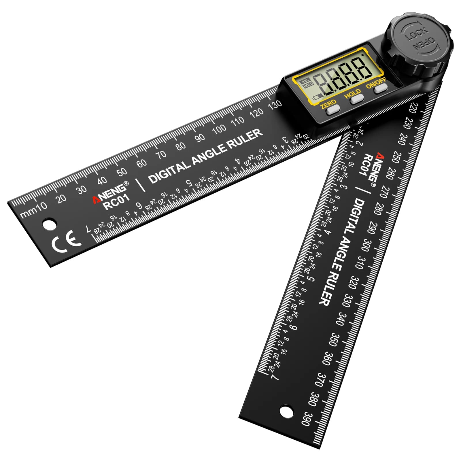 ANENG RC01 Digital Angle Ruler 0-999.9° Mini Inclinometer with 0.1 Division Value for Home DIY Parts Tilt Angle Measurement Tool