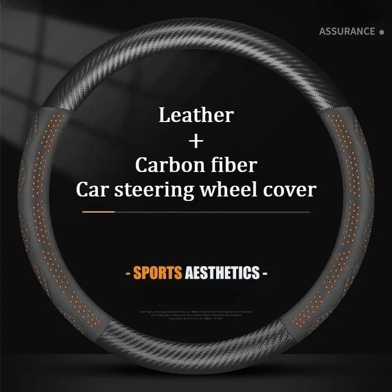 Carbon Fiber Leather Steering Wheel Covers Universal Anti Slip Steering Covers Car Accessories Interior Car Steering Wheel Cover