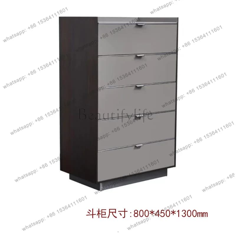Italian simple bedside table modern light luxury rock slab storage storage two pumps