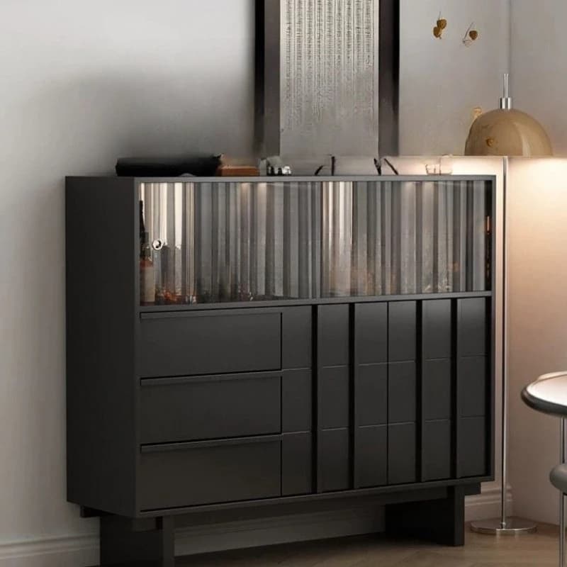 Solid wood dining side cabinet integrated against the wall living room tea cabinet Chinese glass cabinet display