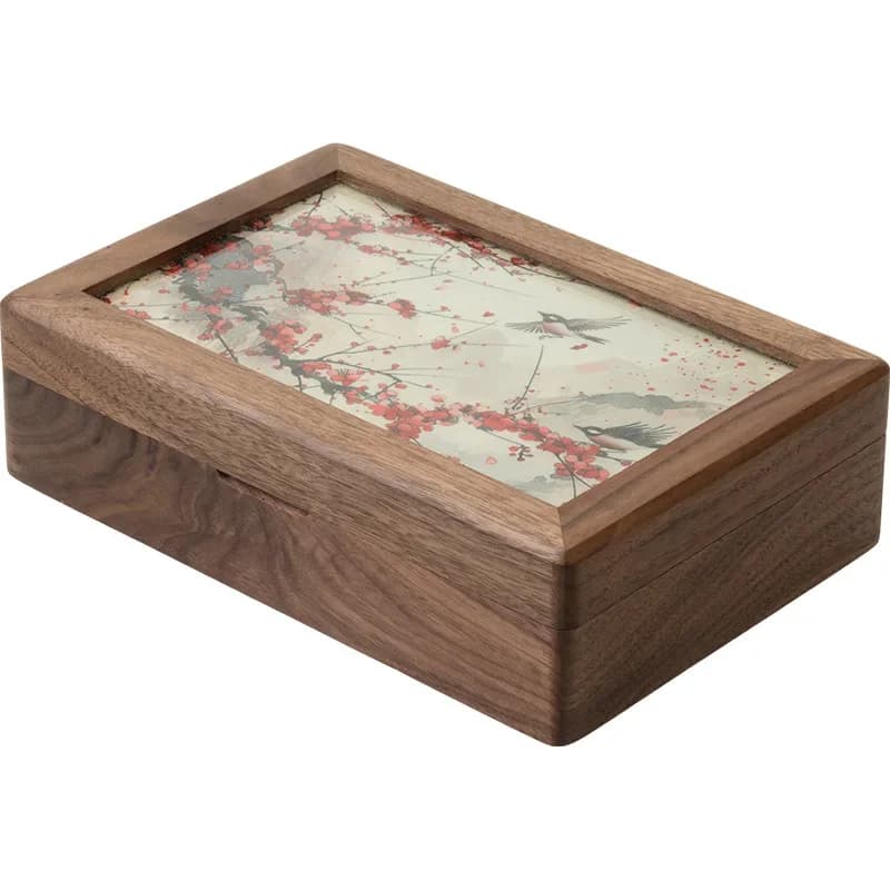 Solid wood jewelry box storage box high-end exquisite wood national style embroidery new Chinese jewelry box wedding gift