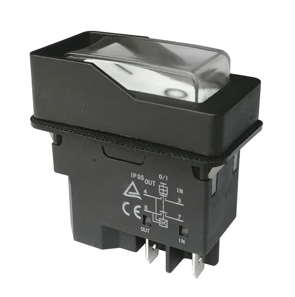 for DKLDs DZ-6 220V Waterproofs Electromagnetics Push Button Switch for Branch Shredder 15A 4-Pins 5 pins IP55, White