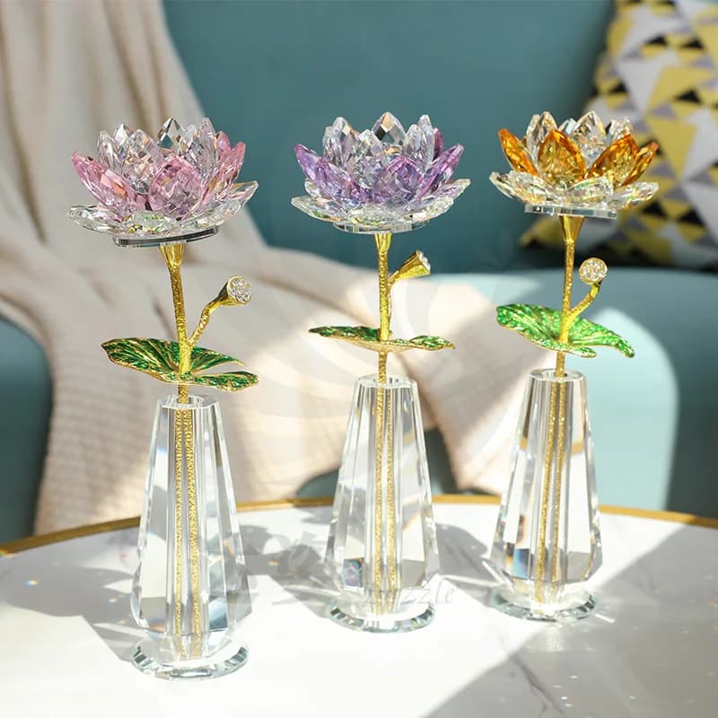 Crystal Lotus Creative New Lotus Living Room Coffee Table Opening New House Good Lianlian Simulation Flower Decoration