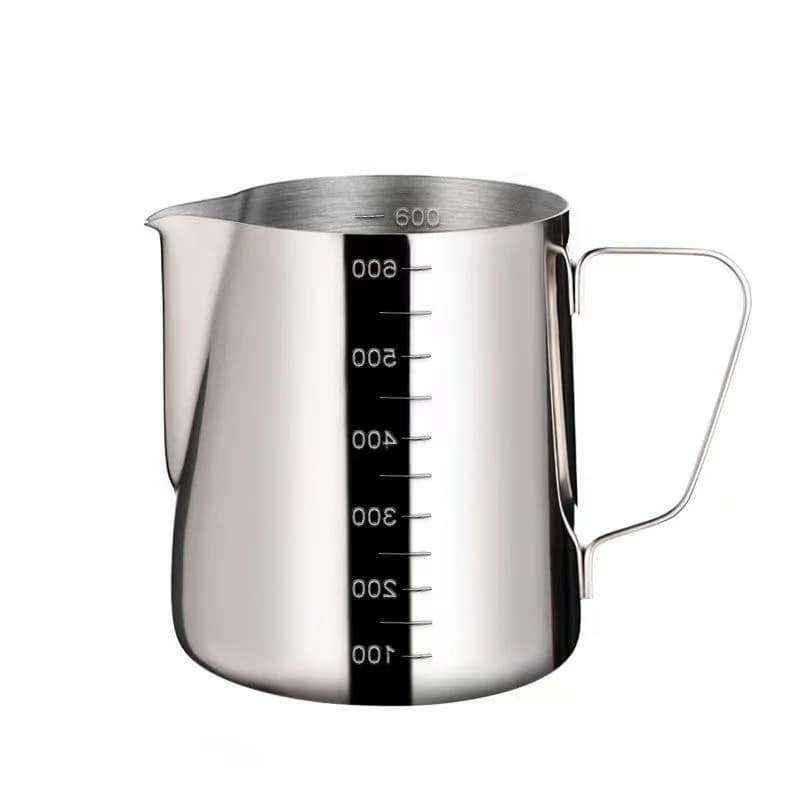 For coffee latte cup 350ml 600ml fancy coffee latte tank with graduated tip stainless steel milk tank thickeneds