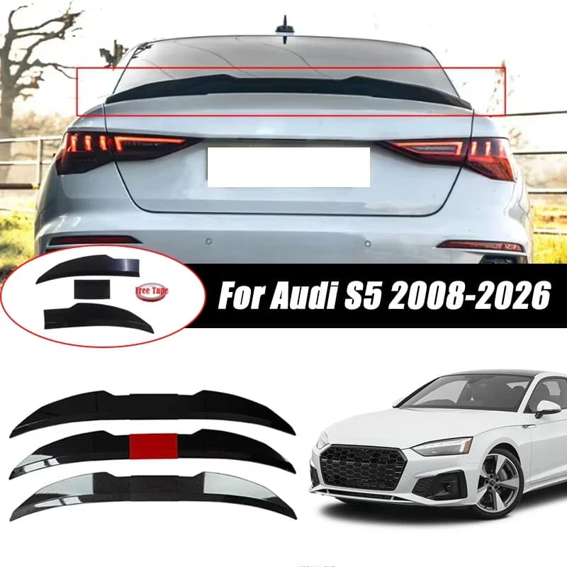 3pcs Sedan Rear Trunk Spoiler For Audi S5 2008-2026 Adjustable DIY Modified Trunk Spoiler Automotive Accessories