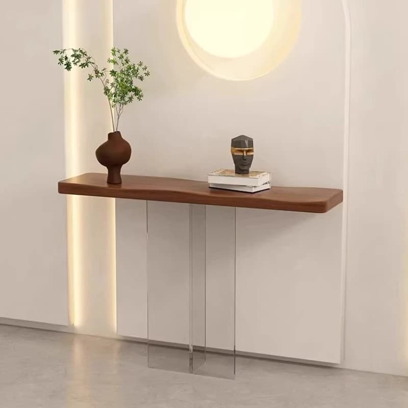 Minimalist Acrylic Slim Console Tables Narrow Entryway Cabinet Modern Natural Wood Foyer Desk Luxury Living Room Furniture
