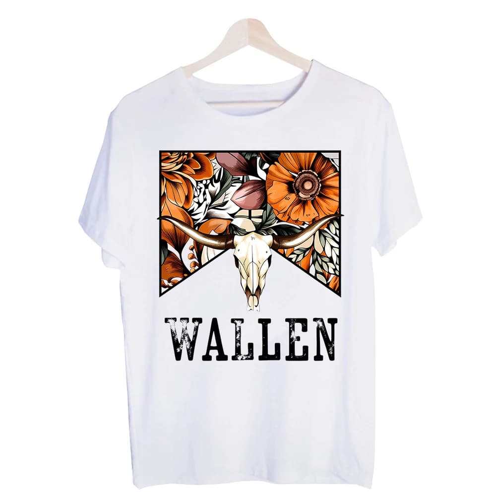Men's Skull and Floral Graphic Tee, Western Style Short Sleeve T-Shirt for Casual Daily Wear