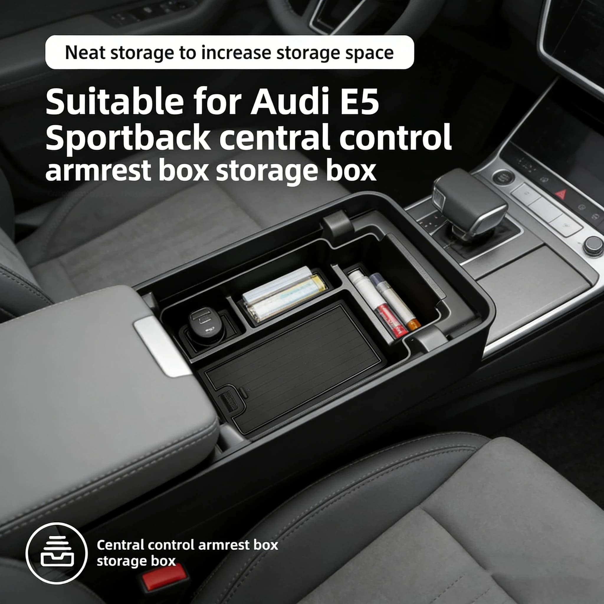 Suitable for 26 Audi E5 Sportback armrest box storage box central control storage car accessories modification accessories