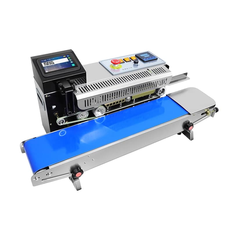 Plastic Bag Band Sealer with Expiry Date Qr Coding Continuous Sealing Machine with Inkjet Printer