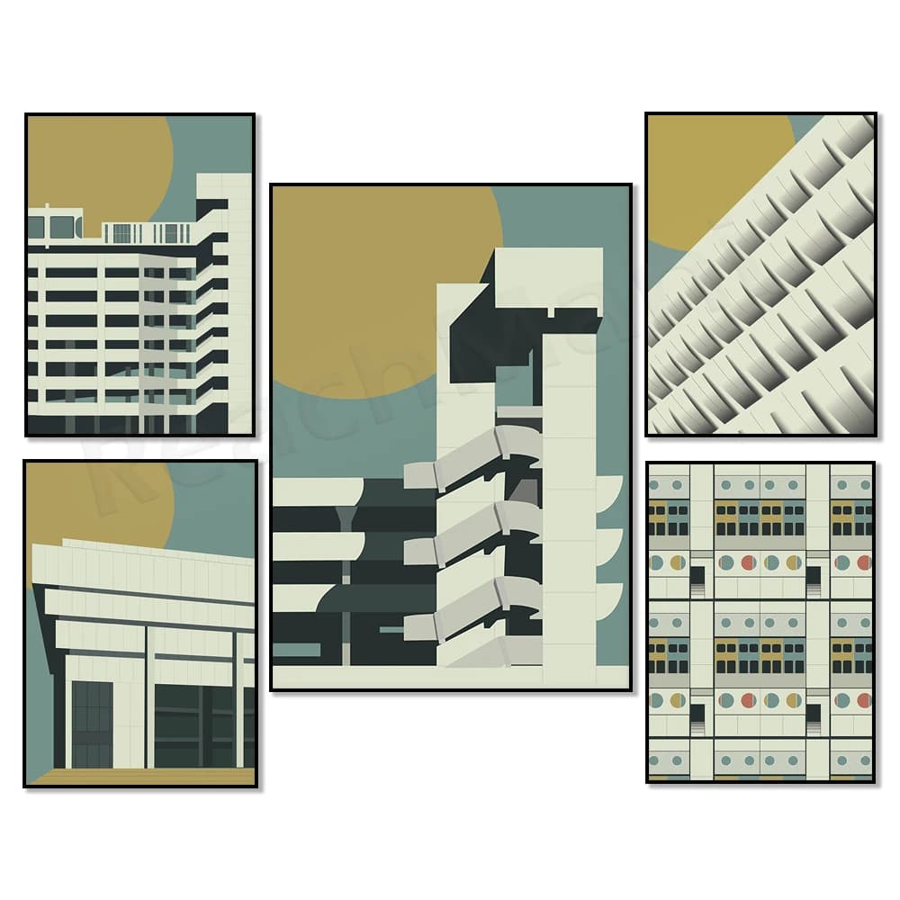 Preston Bus Station Print, Lancashire, Birmingham Central Library, Southgate - Brutalism - Architectural Poster, Portsmouth