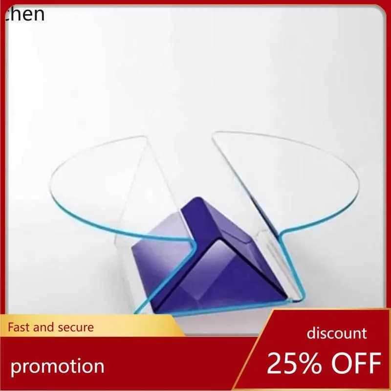 HXL minimalist colored glass coffee table round meeting low table geometric coffee table