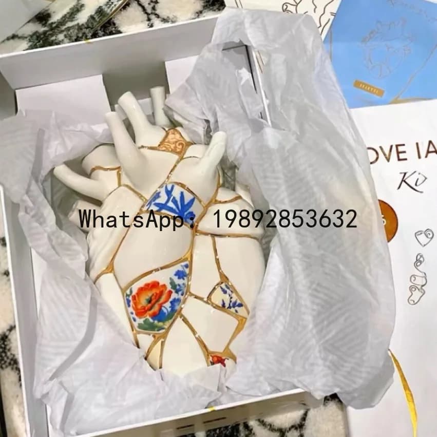 ZF Heartbeat Vase Ceramic Heart Vase Table Decoration Ornament Gift Gift Box