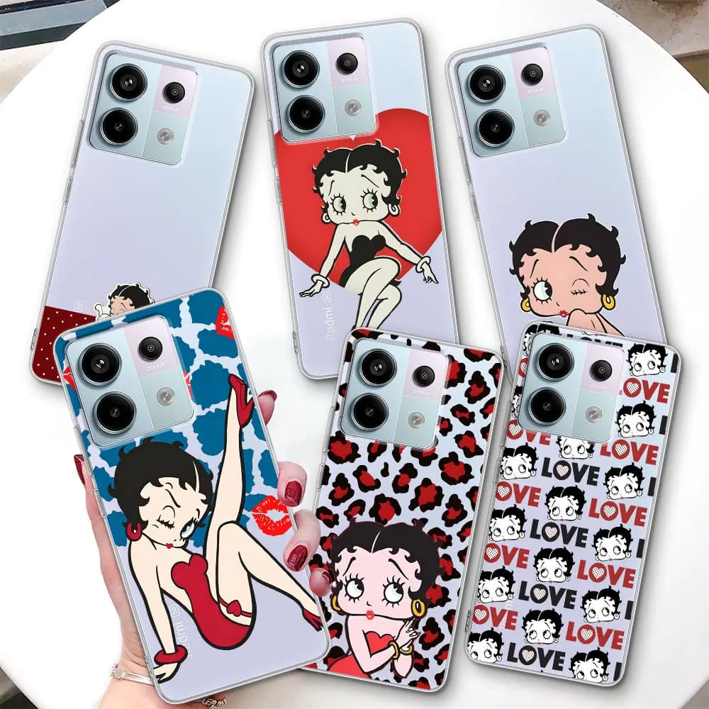 Transparent Case for Xiaomi Redmi Note 15 14 10 11 11S 13 9 12 Pro Plus 13R 10S 8 9S TPU Phone Cover Cartoon B-Betty HOT B-Boop