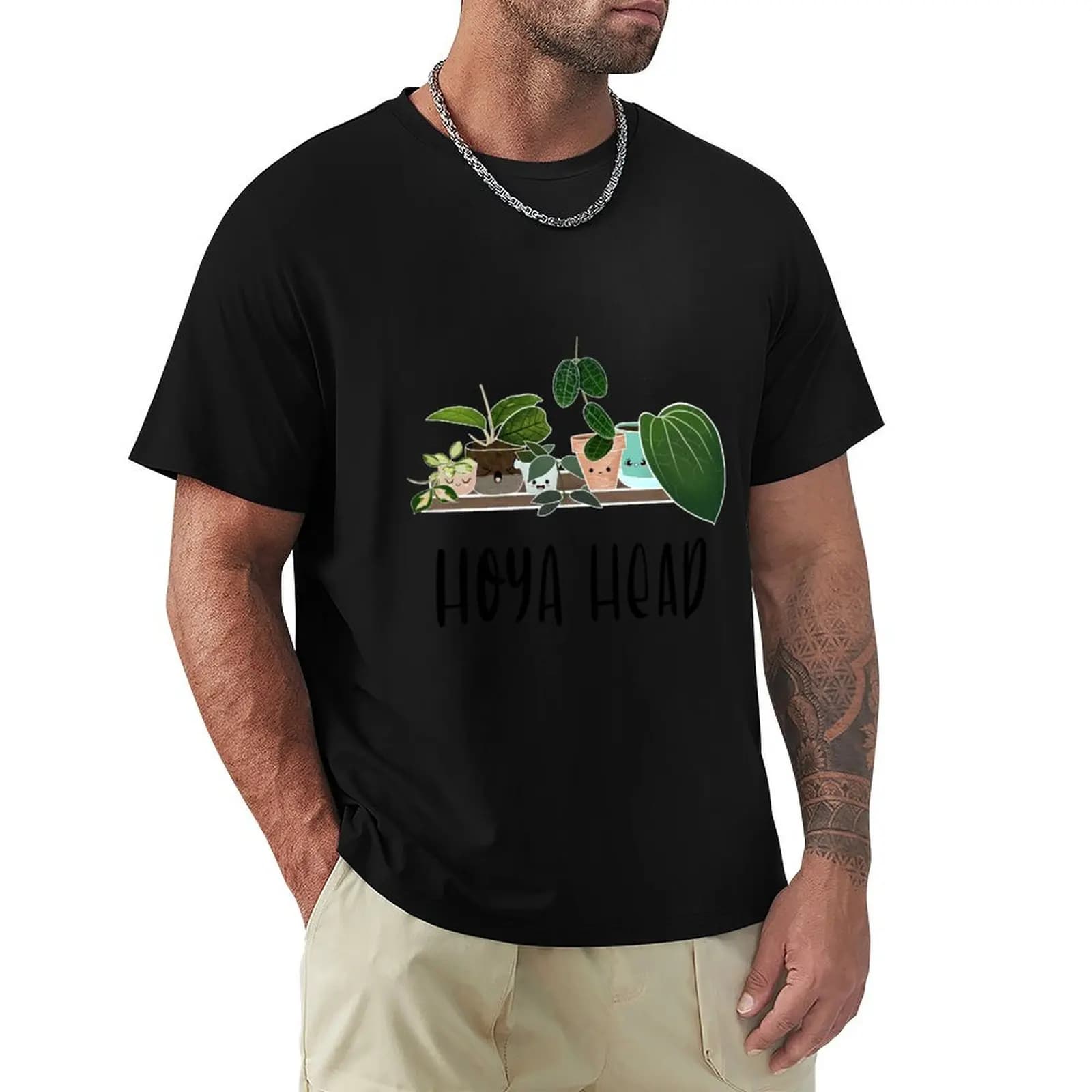 Hoya Head T-Shirt oversizeds summer tops sublime plain t shirts men