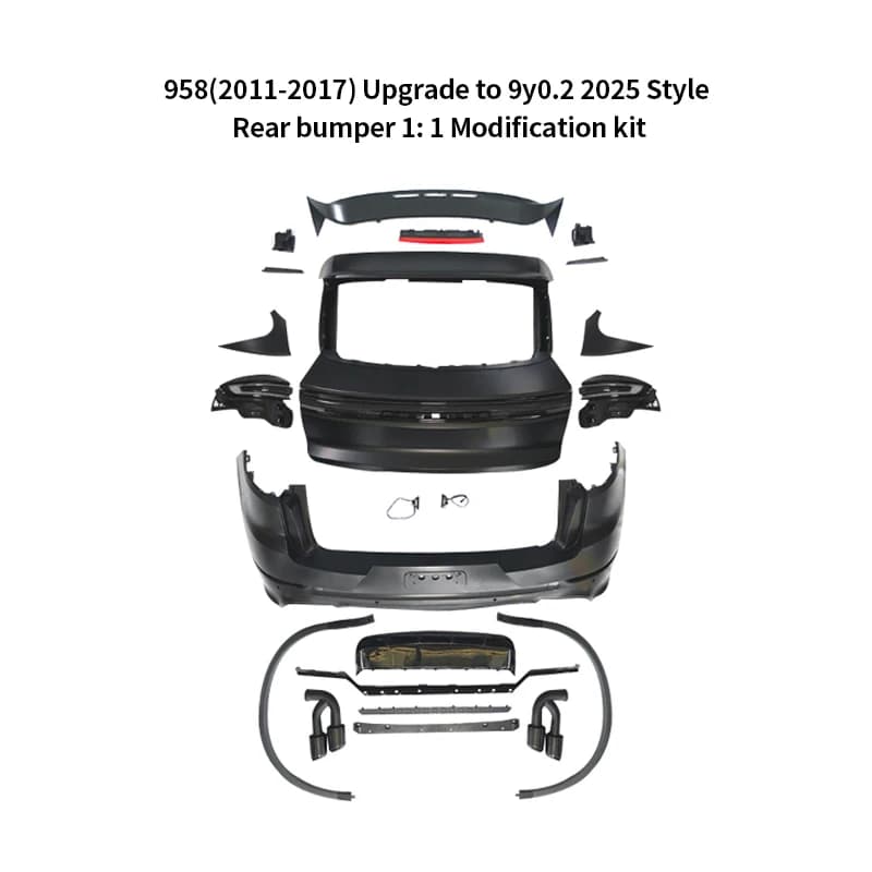 Cayenne 2018-2023 Turbo Style Rear Body Kit with Black Light PP Material Full Set Easy Installation