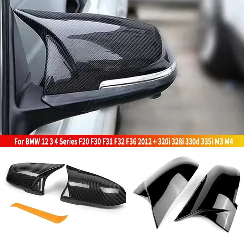For BMW 1 2 3 4 Series F20 F30 F31 F32 F36 2012 - UP 320i 328i 330d 335i M3 M4 Look Replacement Style Carbon Fiber Mirror Cover