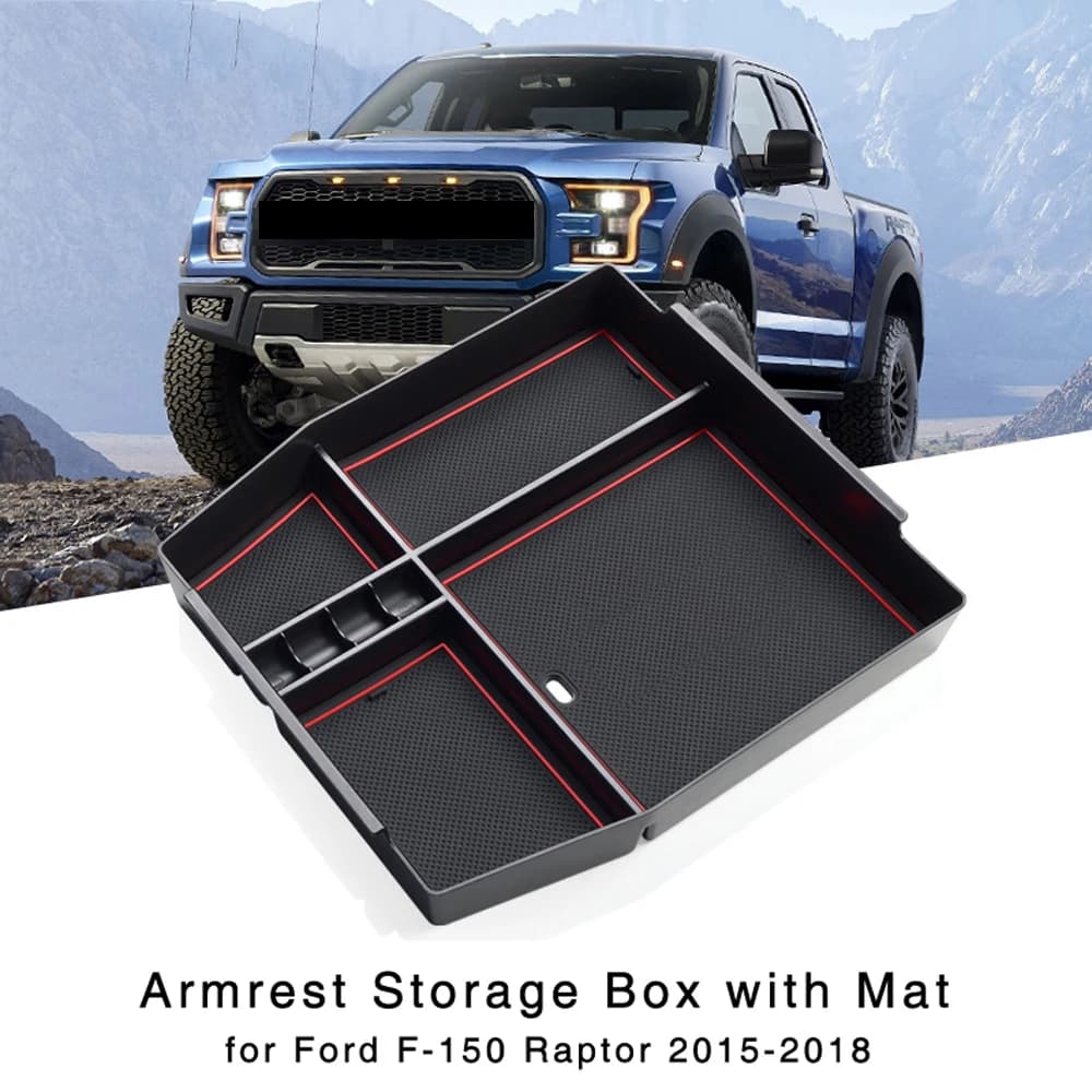 Armrest Storage Box for Ford F150 Raptor 2015 2016 2017 2018 Central Console Glove Tray