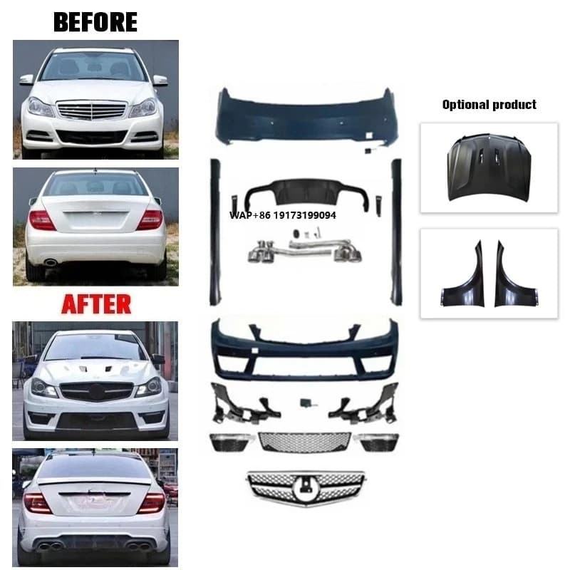 Lossless Installation Replacement Facelift Body Kit for  C-Class W204 W205 W206 to  C43 C63 C63S Wide C63s