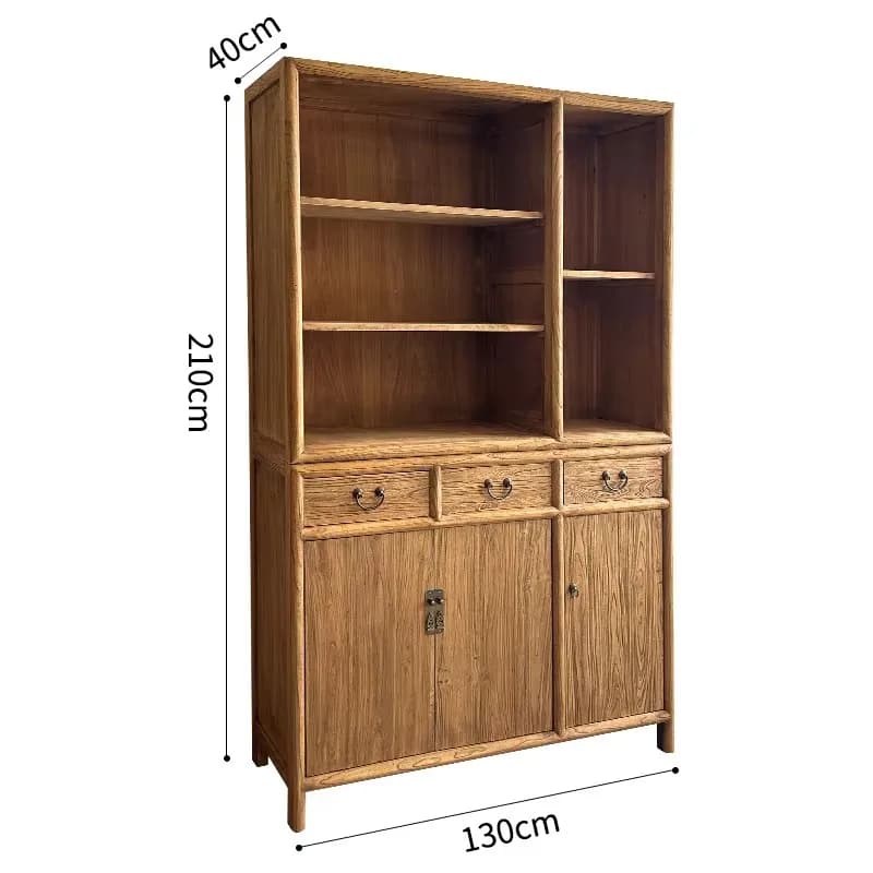 c9.21-solid wood bookcase combination old elm Chinese bookshelf partition cabinet display bookcase locker