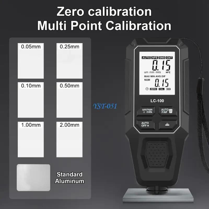 E15A Coating Thickness Gauges Paint Mil Thickness Meter Including Data Memory and Analysis Function LCD Display