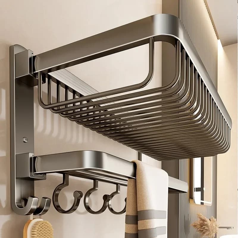 Gun ash towel rack, bathroom rack without punching holes in the bathroom