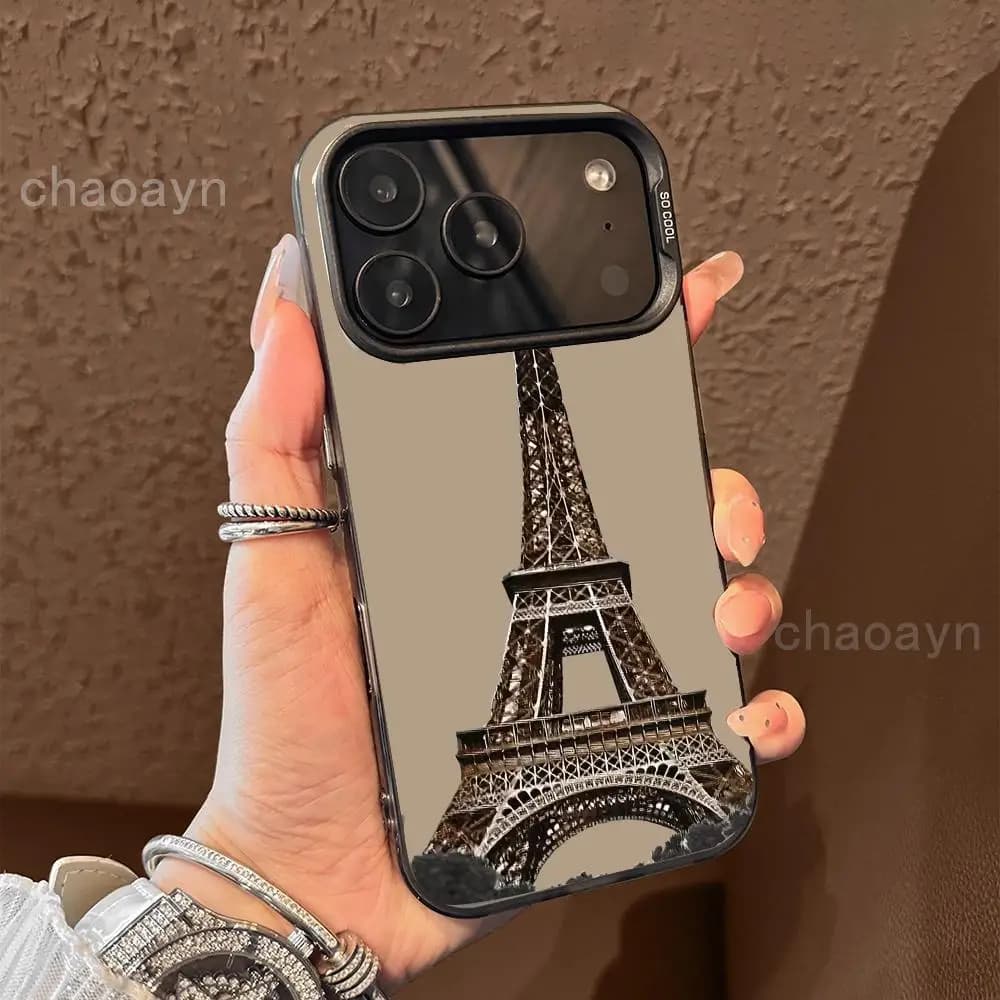 Cartoon Tower Phone Case   for iPhone 17 pormax 16 15 14 13 Pro 12 11 Pro Xs X XR Max 8 7 SE Laser Hard PC+TPU Cases Back Cover