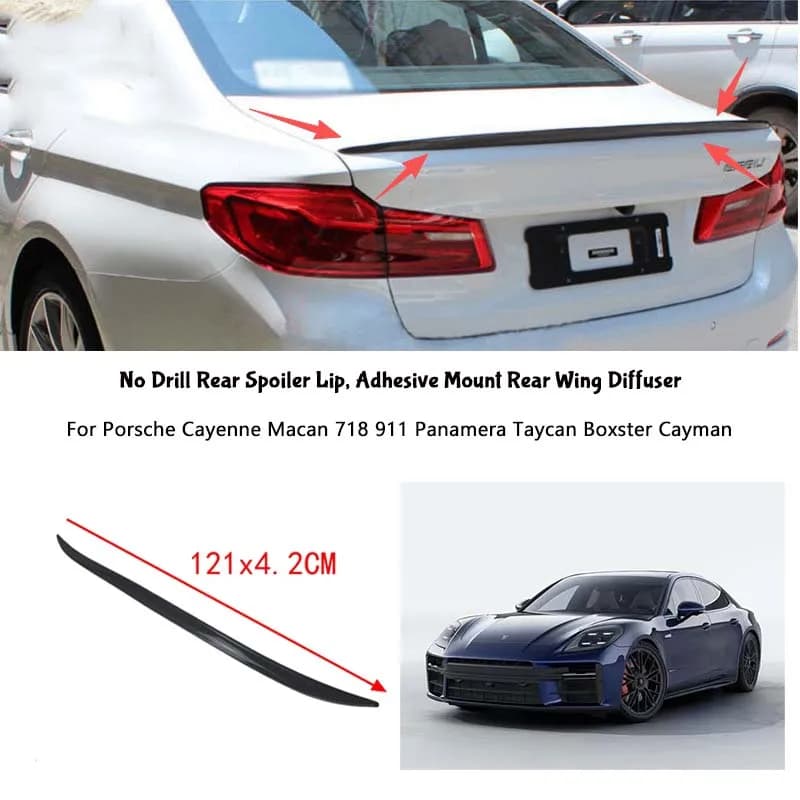 For Porsche Cayenne Macan 718 911 Panamera Taycan Boxster Cayman Rear Wing Lip Car Rear Trunk Boot Lip Spoiler Wing