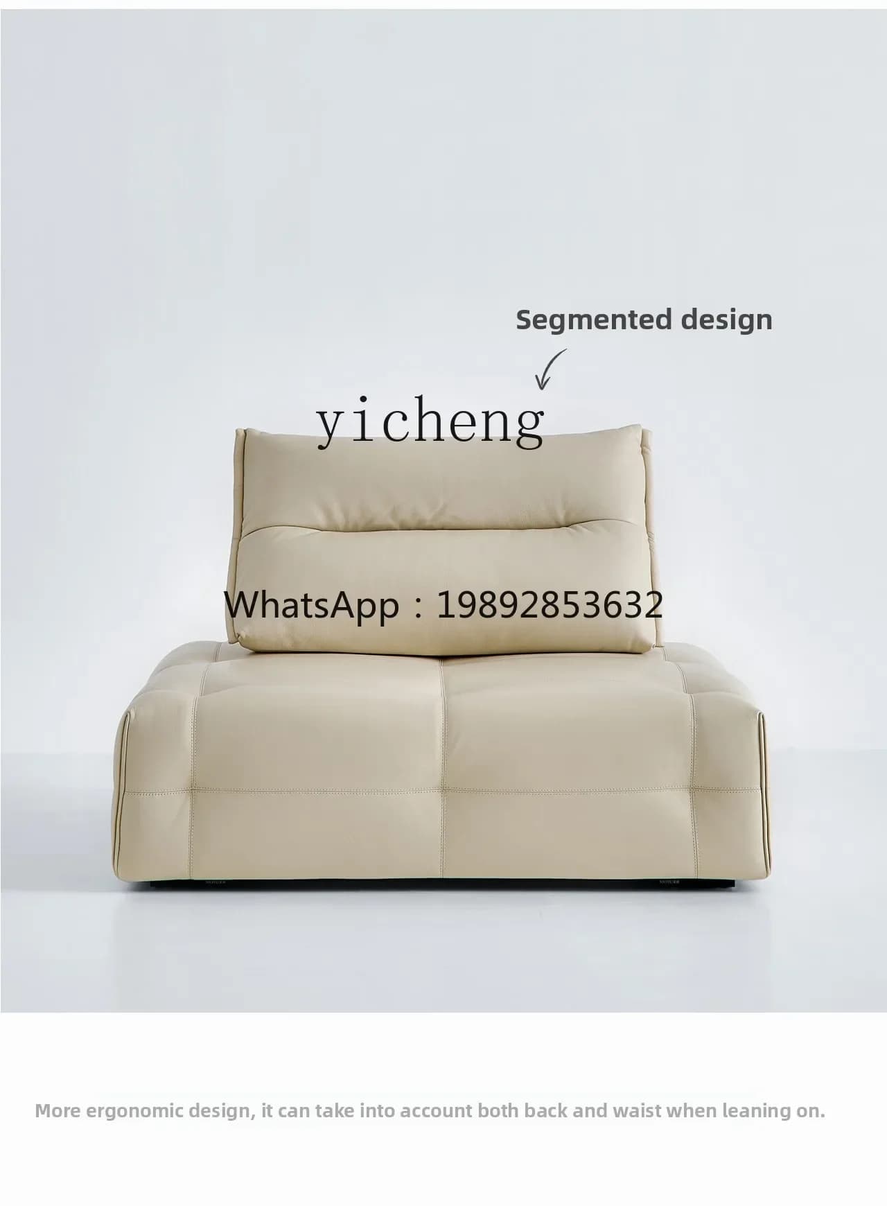 Genuine Leather Sofa Module Combination Cream White Top Grain Cowhide